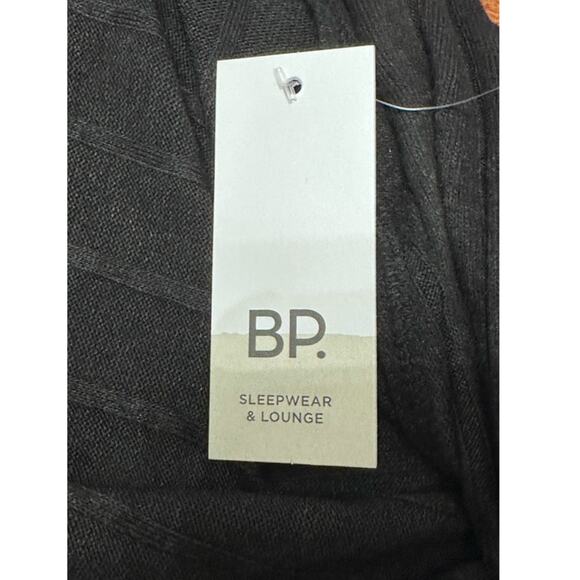 BP Lounge Robe Adjustable Self-Tie Belt Long Sleeves Ribbed Fabric Black L NWT - Picture 7 of 9